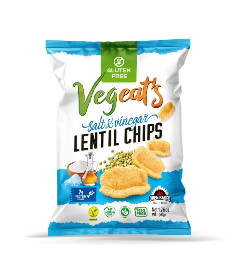 Vegeat's Salt & Vinegar lentil chips pack